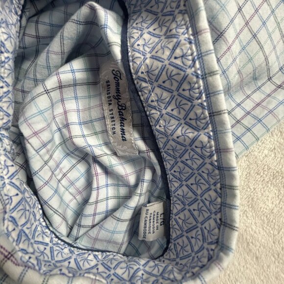 Tommy Bahama Mens Sarasota Stretch Long Sleeve Check Button Up Shirt Large Blue - Picture 3 of 7